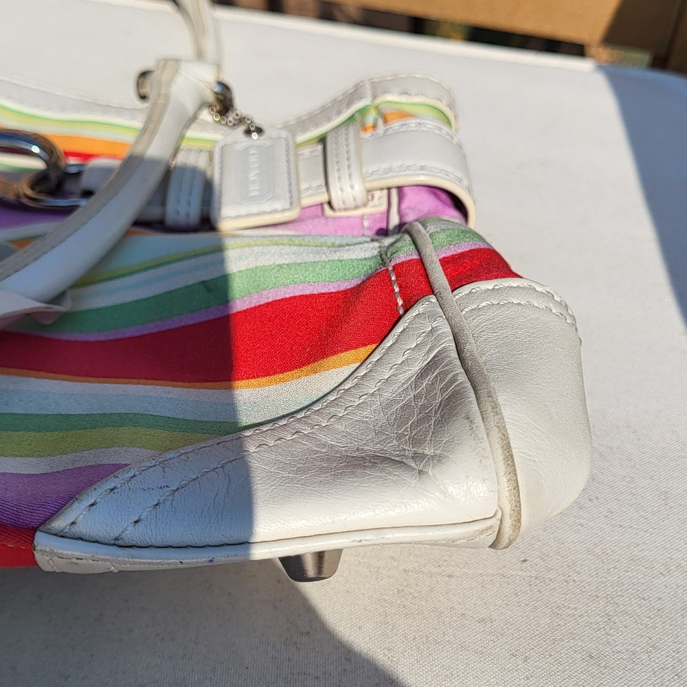 Y2K Coach F10704 Hamptons Stripe Satchel Bag - Picture 4 of 9